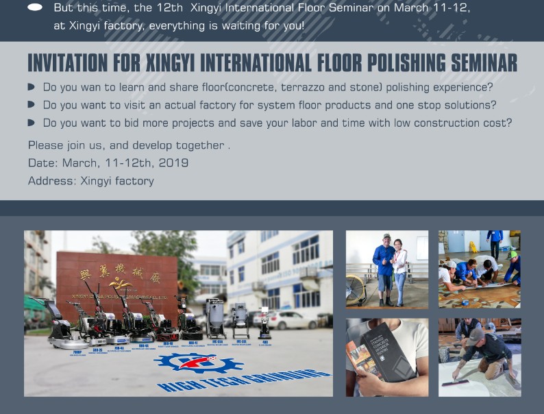 invitación para el seminario internacional de pulido de pisos xingyi